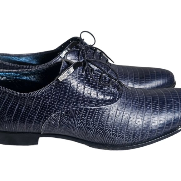 Fabi Derby Oxfords Mens Exotic Print Leather Navy Blue Shoes Italy Size EU 40 US main image 8